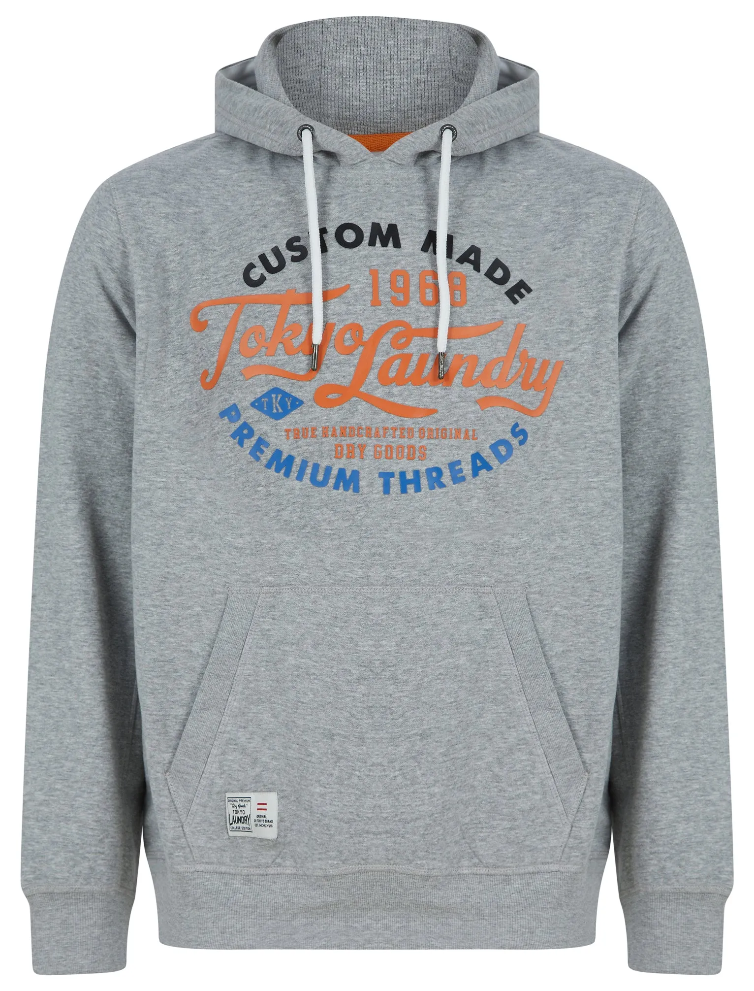 Bluesy Motif Brushback Fleece Pullover Hoodie in Light Grey Marl - Tokyo Laundry