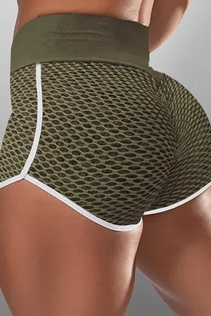 Butt Lifting  Honeycomb Contrast Stripes Yoga Shorts