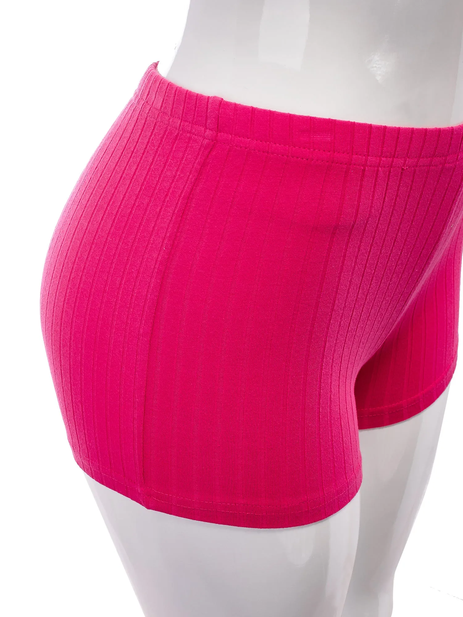 Casual Ribbed Solid Slim Biker Yoga Workout Short Leggings (FWB1195)