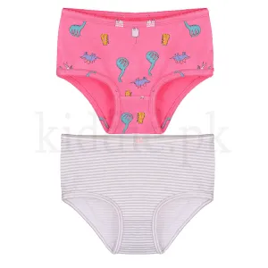 CRT Pack of 2 Grey and White Lining with Pink Dinosaur Panties 1534