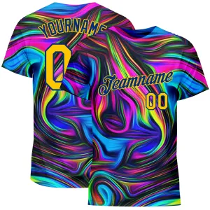 Custom 3D Pattern Design Abstract Colorful Psychedelic Fluid Art Performance T-Shirt