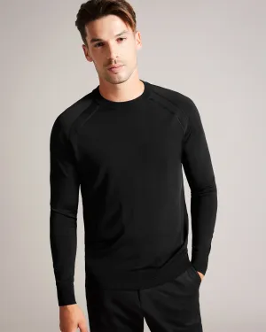 Maywo Long Sleeve Saddle Shoulder Jumper Black