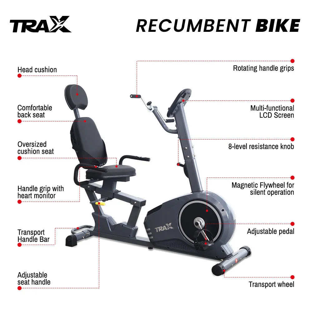 Deluxe Trax Recumbent Stationary Exercise Bike for Home Fitness