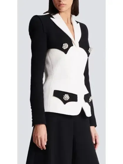 Women’s Black and White Double-Crepe Jacket