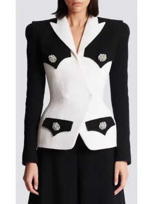 Women’s Black and White Double-Crepe Jacket