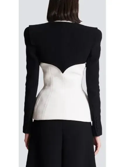 Women’s Black and White Double-Crepe Jacket